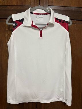 ⛳️ IZOD Golf Performance Sleeveless Polo - Floral Shoulder Detail - Size L